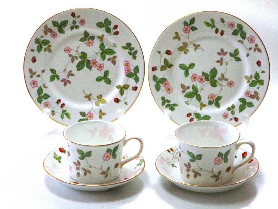 ウェッジウッドWEDGWOOD　ワイルドストロベリー　パステルピンク・カップ＆ソーサー　ティータイムセッ..