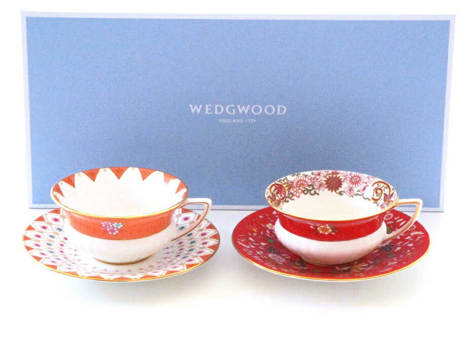 ウェッジウッドのティーカップ＆ソーサーペア 送料無料　ウェッジウッドWEDGWOOD ワンダーラストWonderlust ティーカップ＆ソーサー　ペア【御結婚・内祝・新築・還暦御祝・熨斗・ギフト包装可能】