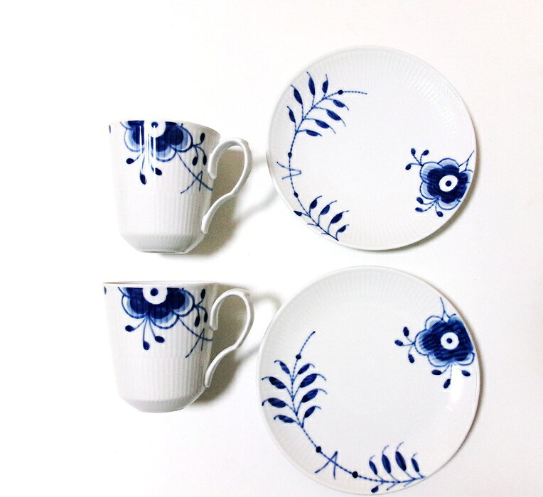 樂天商城 - ロイヤルコペンハーゲンROYAL COPENHAGEN　ブルーフルーテッド　メガ　マグ＋クーププレート19センチ　ペア【御結婚・新築・還暦御祝・ギフト包装可能】