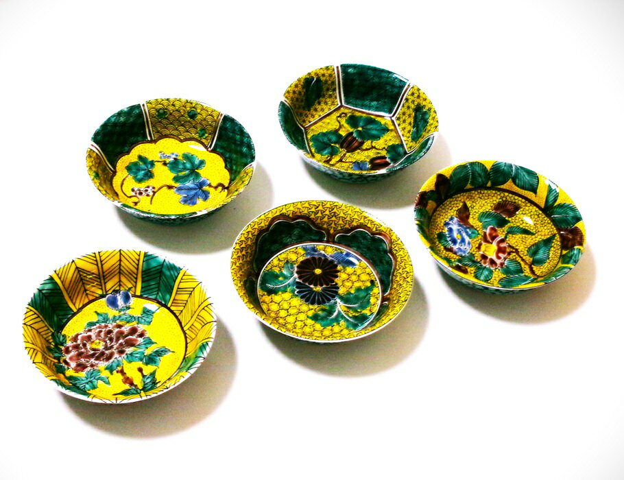 樂天商城 - 九谷焼 4号小鉢揃 吉田屋絵変り【食器セット　贈り物　お祝い　贈答　ブランドのお皿　】【御結婚御祝・内祝・新築御祝・還暦御祝・御礼・寿・ギフト包装可能】