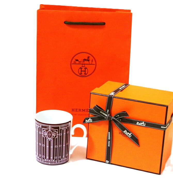 手提げ紙袋、リボン付属　エルメス(HERMES) Hデコ ルージュ マグ No.2 300ml H Deco Rouge 041131【御..