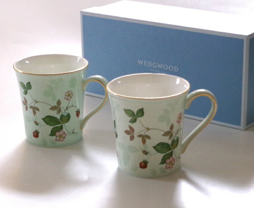 樂天商城 - ウェッジウッドWEDGWOOD　ワイルドストロベリーWilld Strawberry　パステルビーカー（マグカップ）Pastel Green Beaker ペア【メッセージカードオプション対応可能】【御結婚御祝・内祝・新築・還暦御祝・寿・ギフト包装可能】