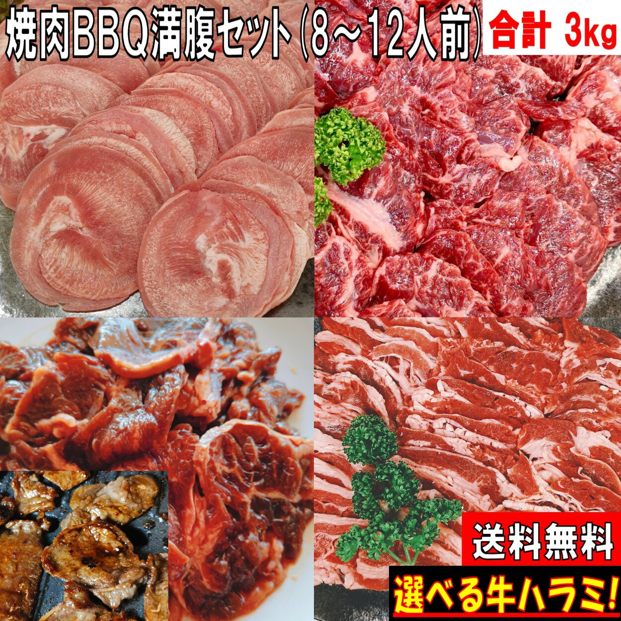 焼肉 バーベキュー 肉 焼肉セット 豚肉 焼き肉 3.0kg バーベキュー 食材 BBQ 肉 焼き肉セット タン 牛カルビ 牛バラ 牛ハラミ 牛肉 バーベキューセット 食材 バーベキュー肉 BBQ 食材 焼肉 豚肉 送料無料 8〜12人前