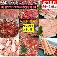 焼き肉 バーベキュー 食材 【マシュマロおまけ付】 3.9kg BBQ 肉 焼肉セット タン 牛カルビ 牛バラ 牛ハラミ 豚カルビ 豚バラ 鶏もも肉 牛肉 豚トロ BBQ食材セット 焼肉 ウインナー ソーセージ 鶏肉 豚肉 送料無料 12〜15人前