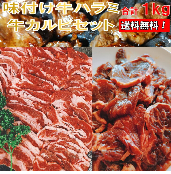 焼き肉 バーベキュー 食材 1kg BBQ 肉 焼肉セット 牛バラ 牛カルビ 味付け 牛ハラミ バーベキューセッ..