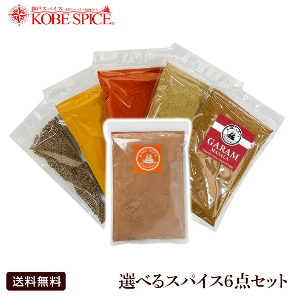 【送料無料】選べる お試し スパイス 6点 セット (各100g) ,お試し,spice,スパイスセットシナモンパウダーセイロン コリアンダーパウダー, お試し,インド,カレー,お試しセット,業務用,香辛料,調味料,神戸スパイス