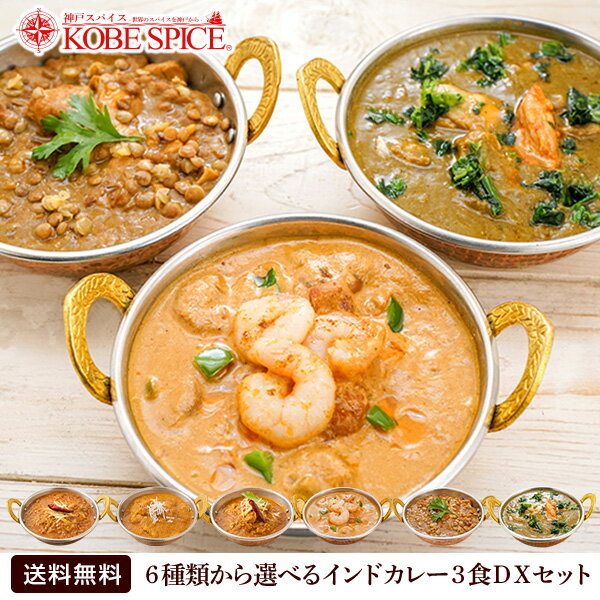 6種類から選べる本格派インドカレー3食DXセット【180g×3品】,インドカレー