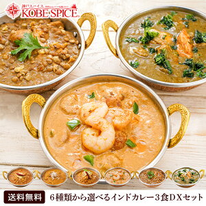 6種類から選べる本格派インドカレー3食DXセット【180g×3品】,インドカレー,カレー,神戸スパイス,ゆうパケット便 送料無料,神戸,レトルトカレー,お試しセット,スパイス,レトルトカレー