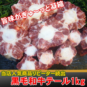 【国産和牛】【送料無料】黒毛和牛 テール ●1本（約1kg）コラーゲン豊富　滋養強壮　テールスープ 、シチュー、カレー