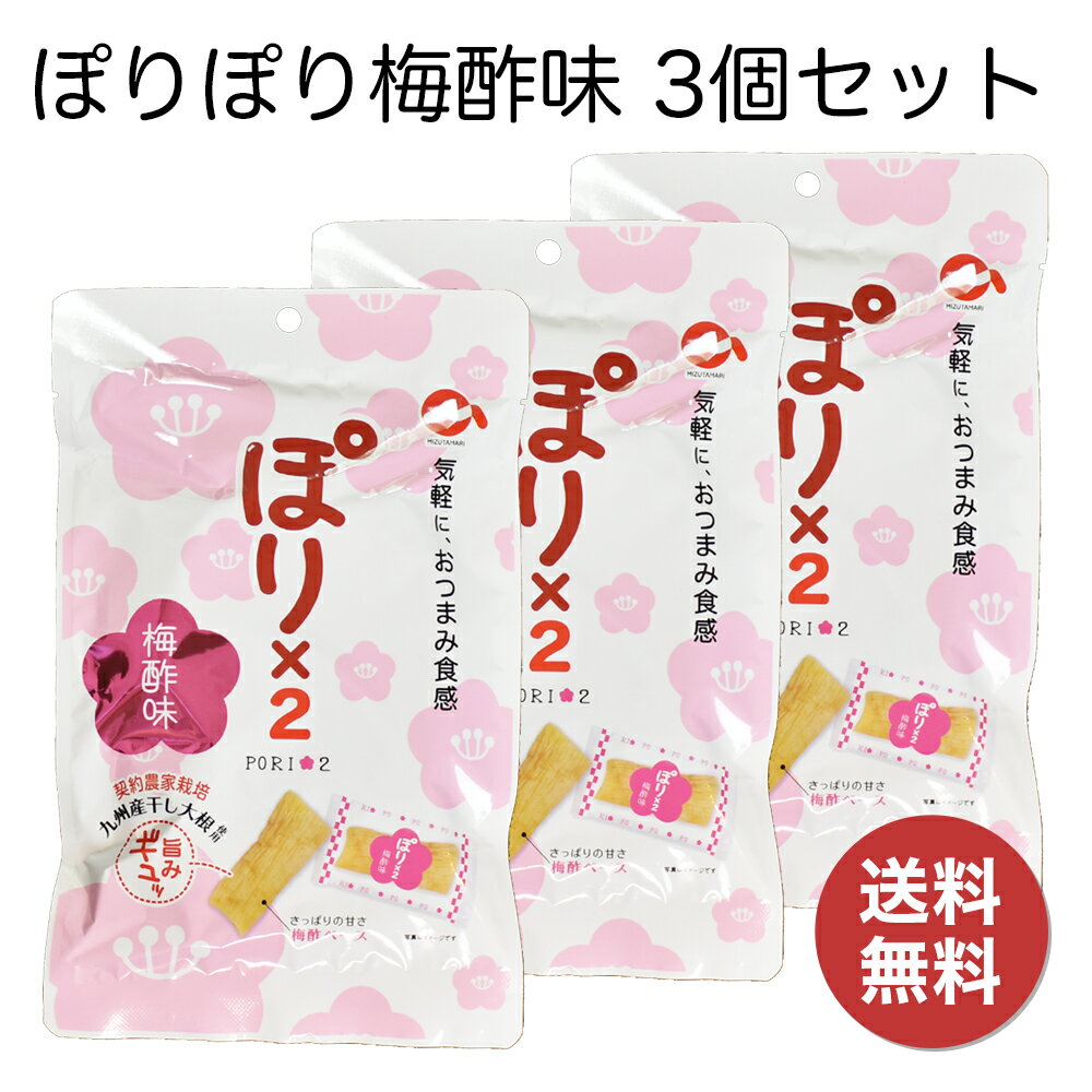 水溜食品 ぽりぽり 梅酢味 48g×3袋セット【送料無料】個別包装 安心の国産 鹿児島産 熱中症対策 塩分補給 ポリポリ歯ごたえ お茶請け おつまみ クセになる 口寂しい時 プレゼント 懐かしい味 食物繊維