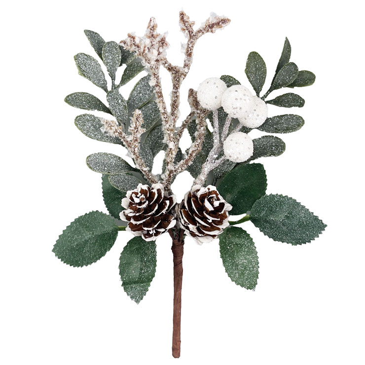 【キB-3】雪被り松かさピック スノー リース ガーデンピック 素材 材料 部品 パーツ 自然 天然 ハンド..