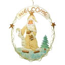 【J3】クリスマスリース welcome サンタクロース 大きい ブリキ アンティーク レトロ クリスマス オーナメント フッキング ハンギング 壁掛け おしゃ...