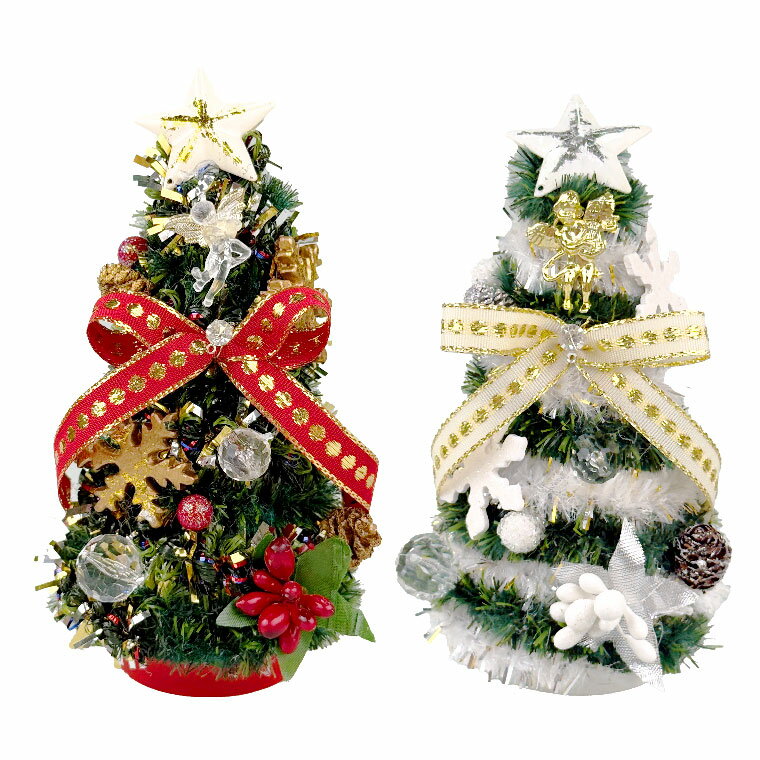 ミニクリスマスツリー レッド ホワイト シルバー ミニツリー 卓上 置物 デスク テーブル 北欧 ナチュラ..