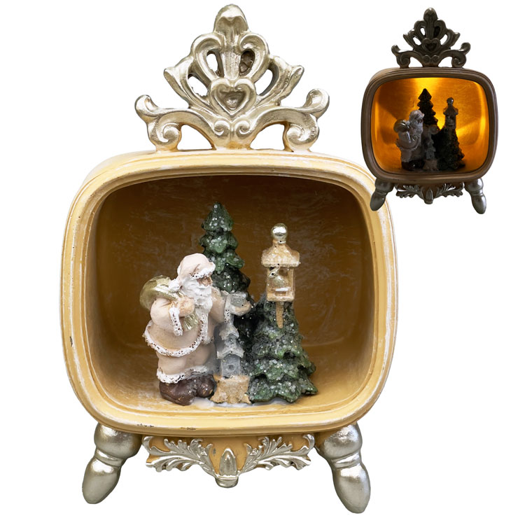 【H5】LEDポリレジンクロック クリスマス ポリレジン おしゃれ かわいい 北欧 雑貨 温かい 卓上 テーブ..