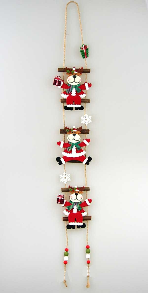【A2】フェルト＆木製はしごトナカイフッキング クリスマス クリスマスオーナメント オーナメント 北欧 おしゃれ かわいい 小物 雑貨 飾り付け 飾り 装飾 クリスマスツリー