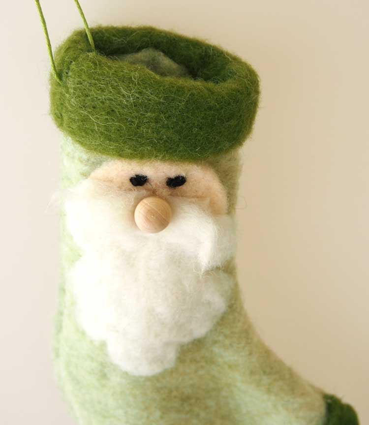 クリスマスオーナメント サンタソックスグリーン クリスマスツリー ウール 羊毛 温かい かわいい おしゃれ 北欧 ナチュラル 飾り 装飾 雑貨 ハンギング デコレーション インテリア B3