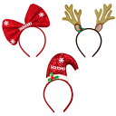 【A1】キラキラクリスマスカチューシャ サンタ&トナカイ&リボン 髪飾り ヘッドアクセサリー ヘッドバンド 衣装 仮装 パーティー コスプレ インスタ映え レデ...