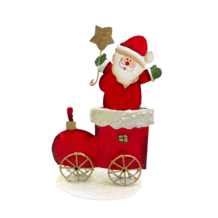 【J4】ブリキゆらゆらサンタクロース クリスマス トレイン おしゃれ かわいい 北欧 ブリキ レトロ 卓上..