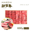 A5等級 神戸牛 極上霜降り・特選赤身焼肉セット(焼き肉セット) 600g(リブロース300g+ランプ300g)4〜5人前 バーベキュー BBQ ◆焼肉 プレゼ...