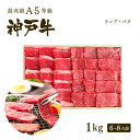 【ポイント10倍!!7/4 20:00-7/11 1:59】【家庭用】A5等級 神戸牛 特選赤身・カルビ 焼肉セット(焼き肉セット) 1kg(ランプ500g+バ...