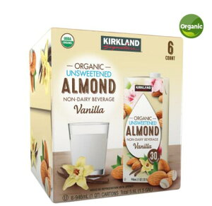 カークランドシグネチャー オーガニックアーモンド飲料 バニラ味（無糖）946ml x 6本　Kirkland Signature Organic Almond Beverage Vanilla Flavor 946ml X 6