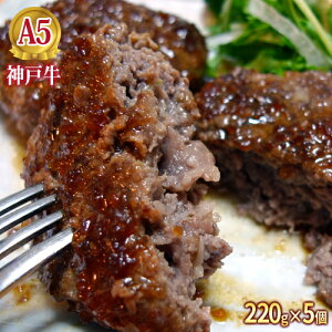 神戸牛の手切りミンチのハンバーグステーキ220g×5個入り【冷凍発送限定】
