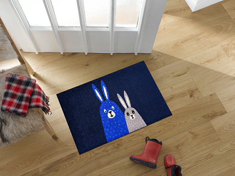 玄関マット 北欧 Rabbit 50×80cm｜室内屋外兼用 滑り止め 薄型 洗える 日本製 クリーンテックス Kleen-Tex 3