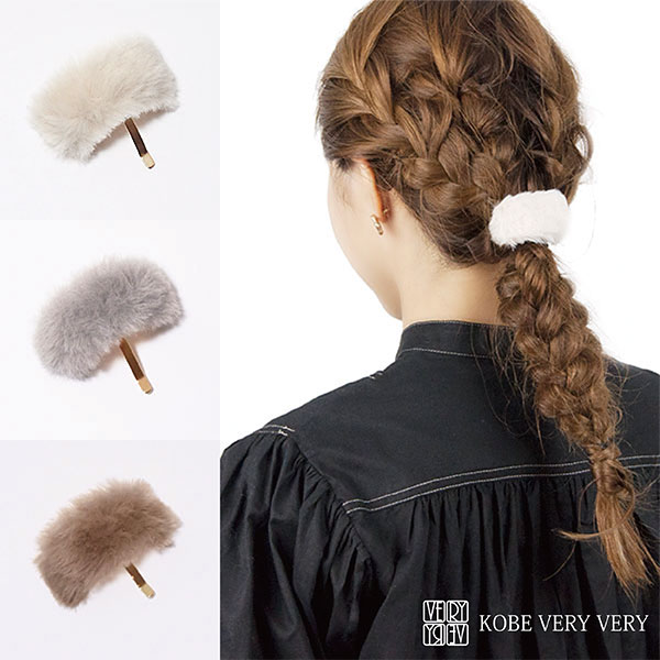 送料無料 ポニーフック ファー ふわふわ フェイクファー 結び目隠し ポニーテール ヘアアレンジ まとめ髪 ヘアフック ヘアカフ ヘアゴム シンプル 大人 かわ...