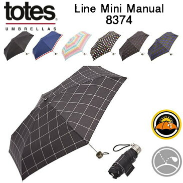トーツ(totes) Line Mini Manual ミニ手動開閉 傘 |晴雨兼用 日傘 折りたたみ おりたたみ かさ おしゃれ メンズ レディース 男性 女性 ドット チェック 軽量 軽い 折りたたみ傘 折り畳み傘 おりたたみ傘 コンパクト