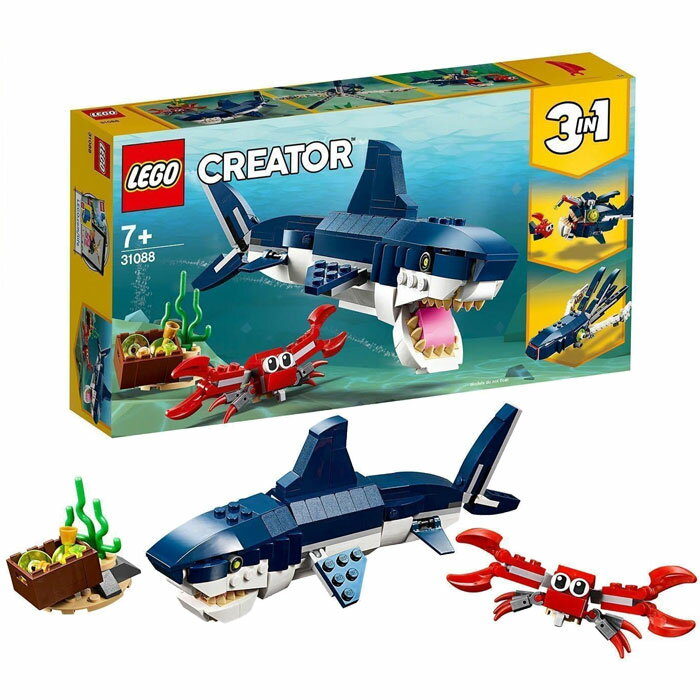 レゴ(LEGO) クリエイター 深海生物 31088 サメ、カニ、イカ、アンコウ おもちゃ ブロック プレゼント 動物 どうぶつ 海 男の子 女の子 7歳以上 おもちゃ プレゼント誕生日