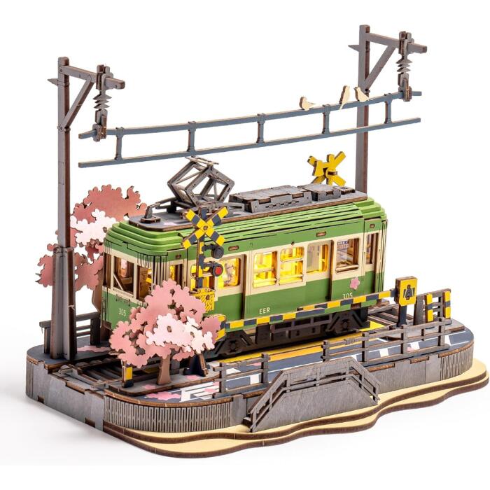 Other - 【新品】ROBOTIME 立体パズル 木製 3D ウッドパズル 桜の電車 LEDライト付き 組み立て 工作キット DIY クラフト 和風インテリア 知育玩具 子供 大人向けの木製 誕生日 クリスマス プレゼント(桜の旅) 桜さく電車 TGS02