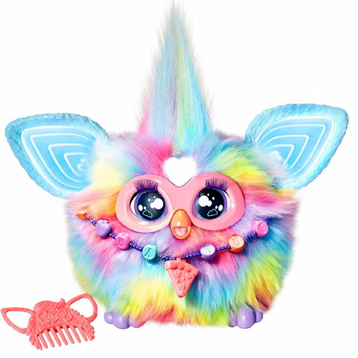 ファービー タイダイ ハズブロ(HASBRO) 声に反応するインタラクティブトイ 男の子と女の子向け クリスマスプレゼント 対象年齢6才以上、ファッションアクセサリー15個付き、アニマトロニクス 電動ぬいぐるみ 子ども向け F8900 正規品 新型 おもちゃ プレゼント 誕生日