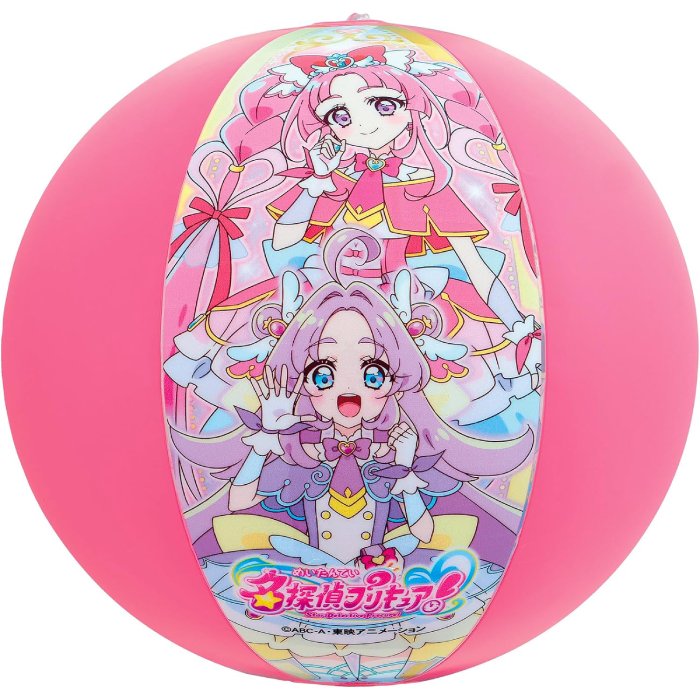 大人気キャラクター「名探偵プリキュア！」のビーチボールです。膨らんだ状態のボールの直径は約27cmです。 ※モニター発色の具合により色合いが異なって見える場合がございます。