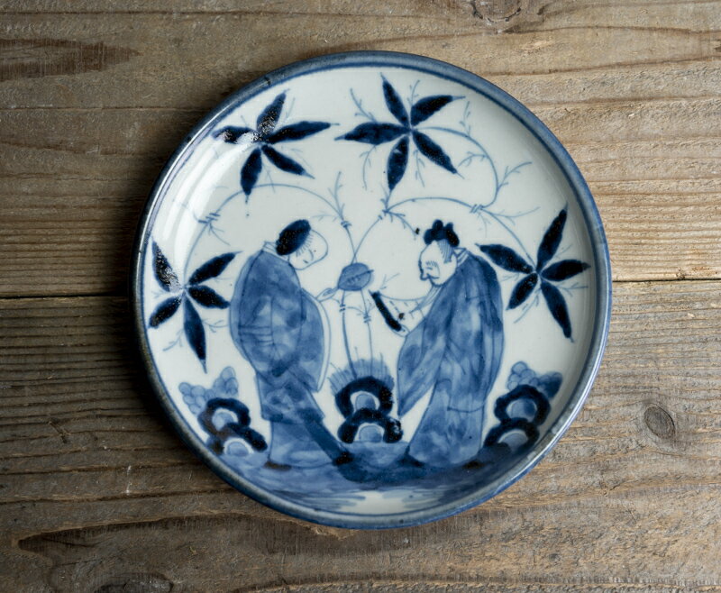 骨董○古伊万里染付竹林賢人文皿○ | 江戸中期-18世紀頃 | 肥前磁器 | 肥前有田 / 佐賀県 / 伊万里 | 古..