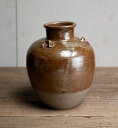 骨董○信楽焼三耳壺○葉茶壺 / 口縁にホツあり | 明治時代頃-19世紀頃 | 陶器 | 食器【古美術】【骨董】【中古】【3,980円以上で送料無料】【三浦古美...