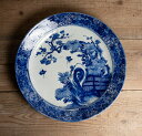 骨董○伊万里染付花蝶文大皿○40cm大皿 / ベロ藍 | 梅菊 | 明治時代-19世紀頃 | 磁器 | 食器 / 飾り【古美術】【骨董】【中古】【3,980円以...