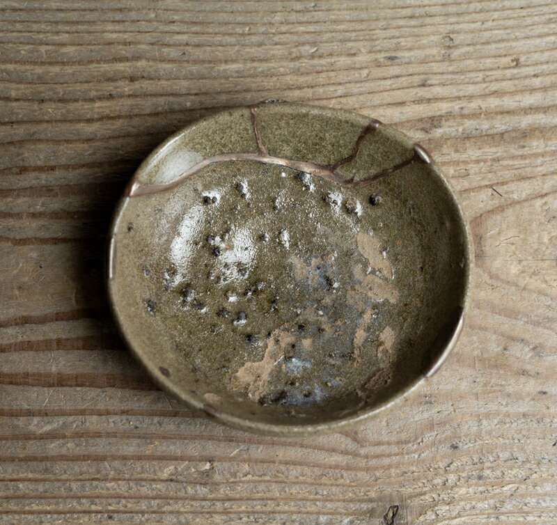 骨董○古唐津呼継小皿○青唐津 / 呼継あり / 発掘品 | 桃山時代-16世紀頃 | 陶器 | 食器【古美術】【骨董..