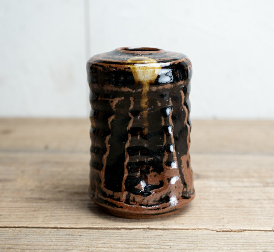 骨董○飴釉旅枕掛け花生○金具付き | 20世紀頃 | アンティーク/ antique / kotto / こっとう【古美術】【..