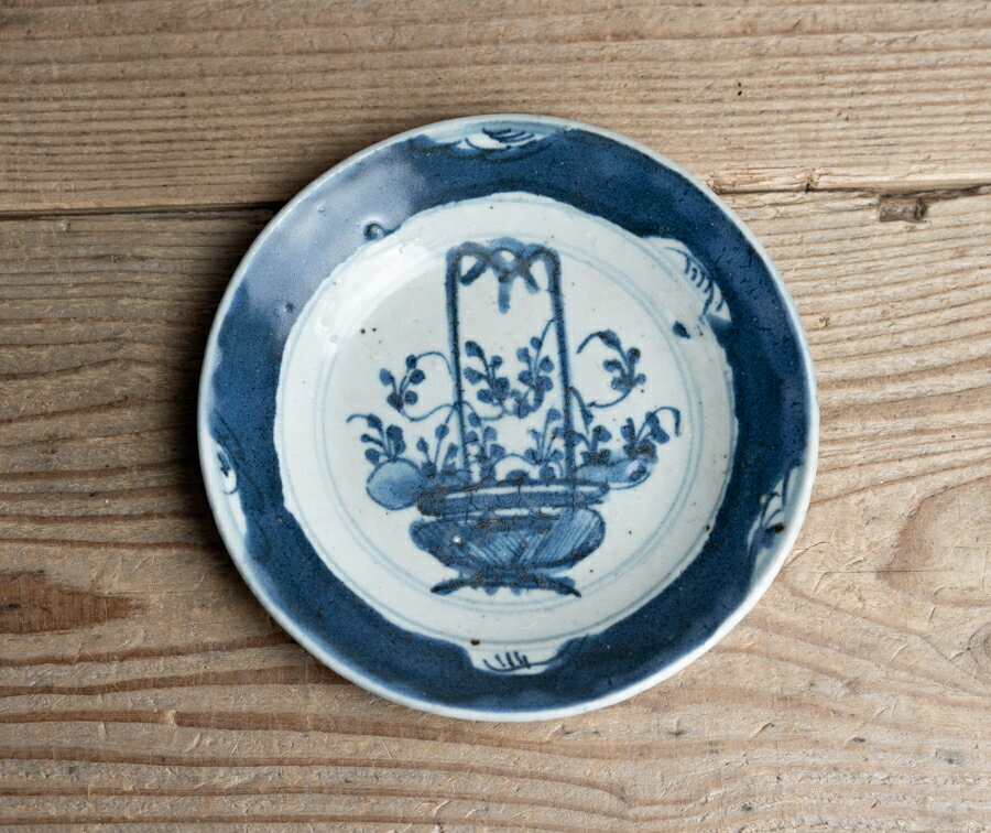 骨董○青花花籠手小皿○中国古玩 | 清朝時代-19世紀頃 | 磁器 | 食器【古美術】【骨董】【中古】【3,980..