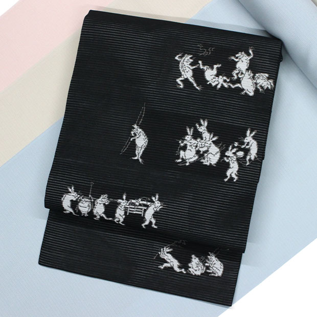 楽天市場】鳥獣戯画 布(種類(帯)名古屋帯)(帯|和服 楽天市場】鳥獣戯画 布(種類(帯)名古屋帯)(帯|和服