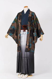 【レンタル】男紋付袴 羽織袴フルセット撫松庵・羽織袴セットNo-77【成人式】【貸衣装】180cm前後対応ネット予約