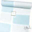 【東レシルック】袷用 長襦袢 sl-juban79【反物】【洗える襦袢】【送料無料】綸子友禅長襦袢 サクラ地模様 ブルー・鹿の子/市松ぼかし