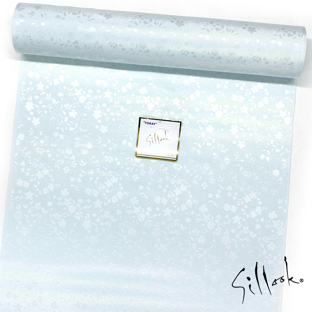 樂天商城 - 【東レシルック】袷用 長襦袢 sl-juban108【反物】【洗える襦袢】【送料無料】小花づくし地紋 薄ブルー/横段ぼかし