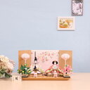 雛人形 コンパクト ひな人形 親王飾り 芥子親王 宴桜 刺繍ピンク屏風 木製枠 かわいい ひな人形 小さい 横幅48cm ピンク 白 ベージュ お祝い 初節句 ...