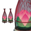 盆提灯 てまり 蓮華 溜め色 対入 竹材 33cm 盆提灯 モダン 盆提灯 盆提灯