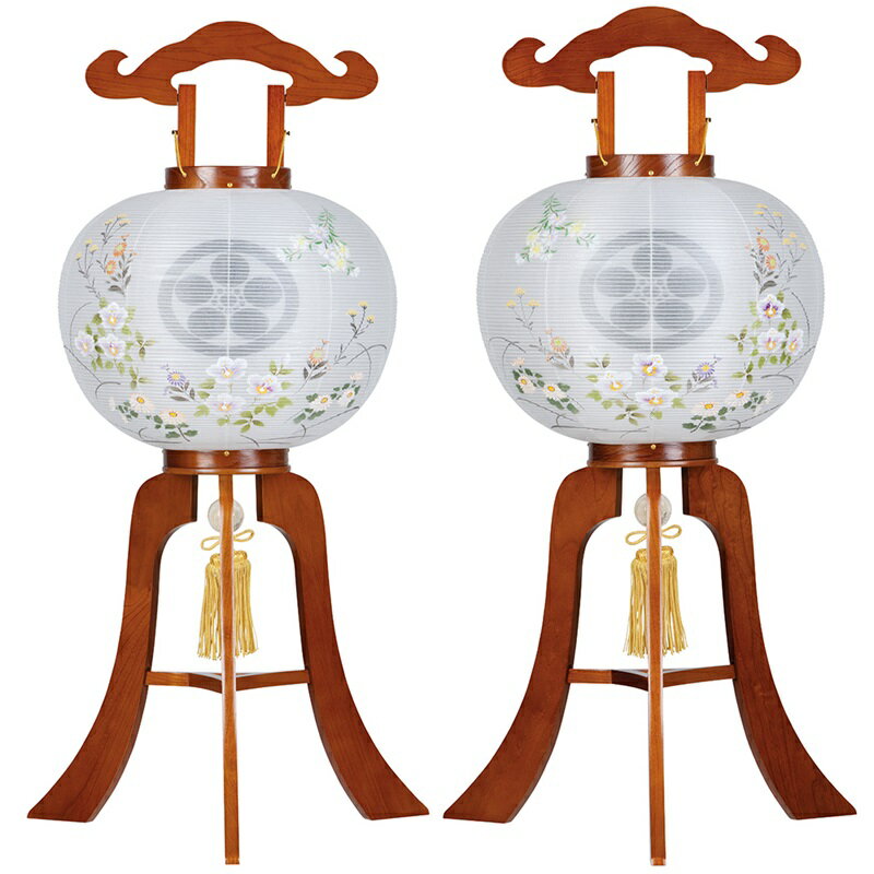 盆提灯 家紋用提灯 対柄 家紋行灯 ケヤキ 対柄 亀印 40W 絹 紋二重 書き絵 花あしらい 天然木 盆提灯 モダン 盆提灯 盆提灯 お盆用品 家紋入り 新盆 初盆 お盆飾り 提灯