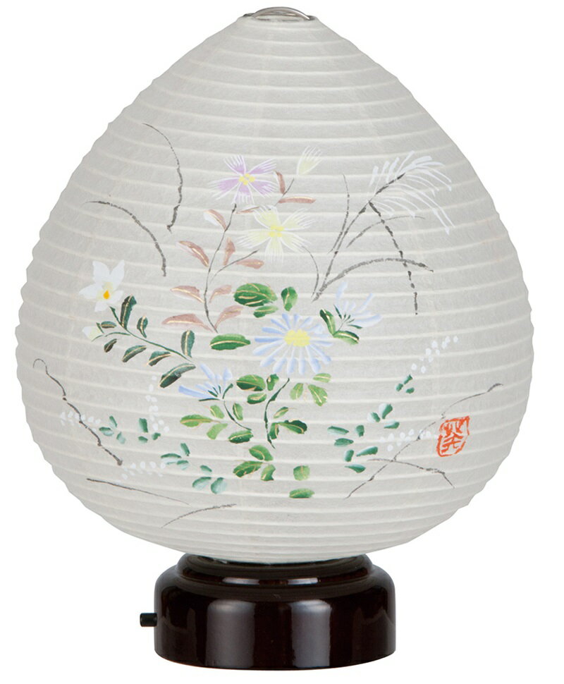 盆提灯 置き提灯 ミニサイズ 極み結花 秋草 LED 手漉き美濃和紙張 手書き絵 小菊に撫子 天然木 盆提灯 モダン 盆提灯 コンパクト 盆提灯 ミニ