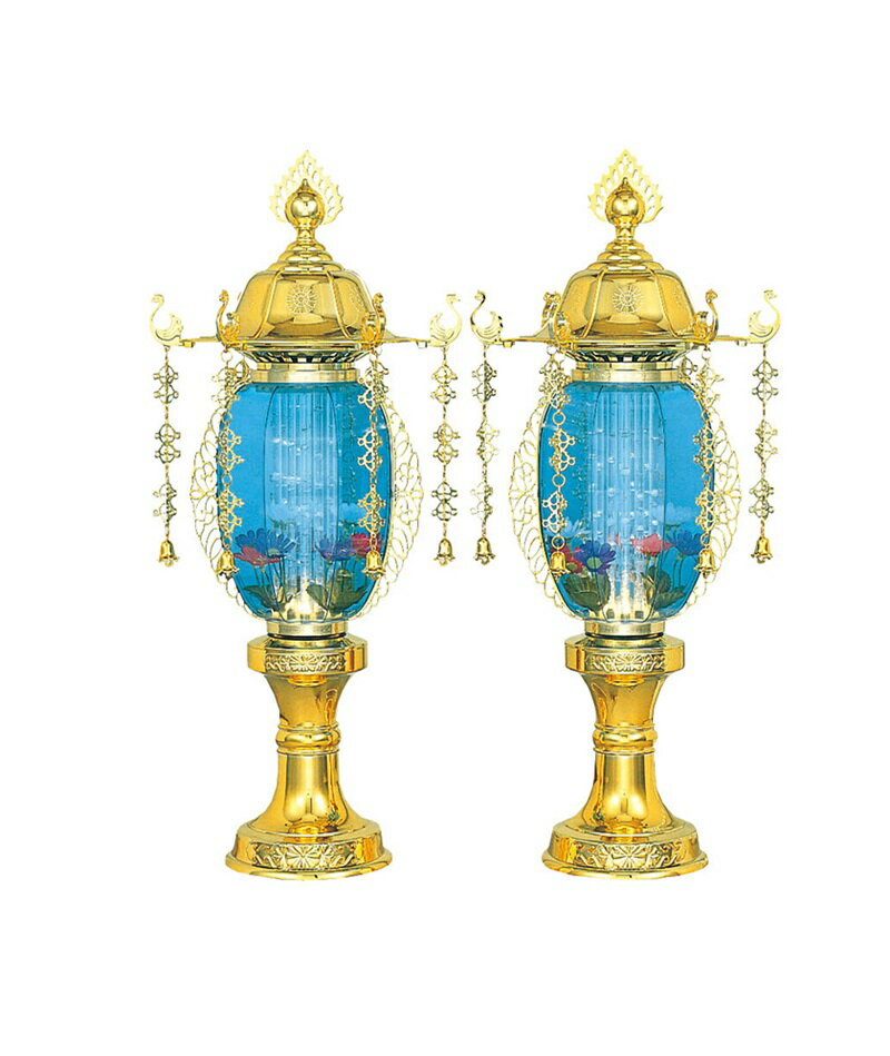 盆提灯 霊前灯 水明灯 2号 ブルー 対入 10W プラスチック ヨーラク付 盆提灯 モダン 盆提灯 コンパクト 盆提灯 ミニ