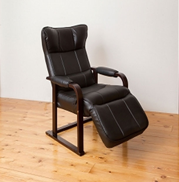 木製肘付 リクライニングチェア オットマン付椅子
