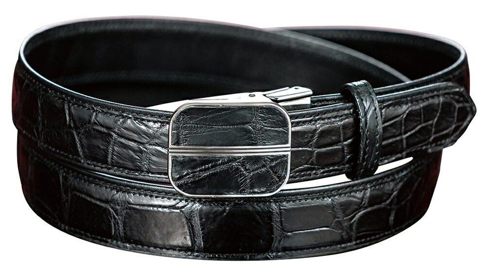 クロコ無段階調節ベルト クロコダイル ワニ革 肚 男 おしゃれ かっこいい 職人